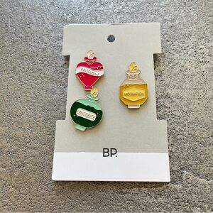 BP. Enamel Perfume Bottle Pin Trio - Red, Green & Yellow
